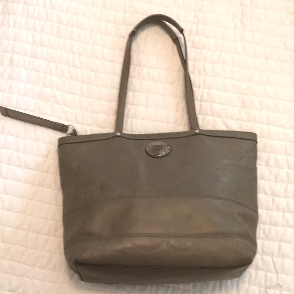 COACH purse- leather and satin logo print bag